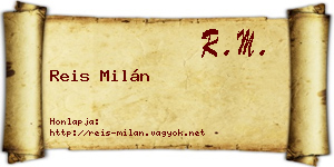 Reis Milán névjegykártya